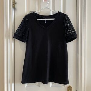 Black top with lace sleeves